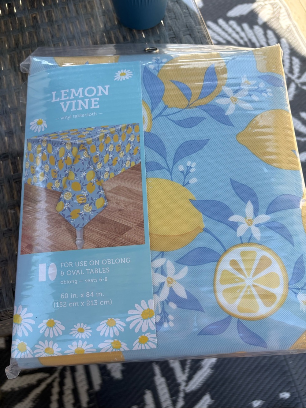 Vinyl Tablecloth - Blue and Yellow